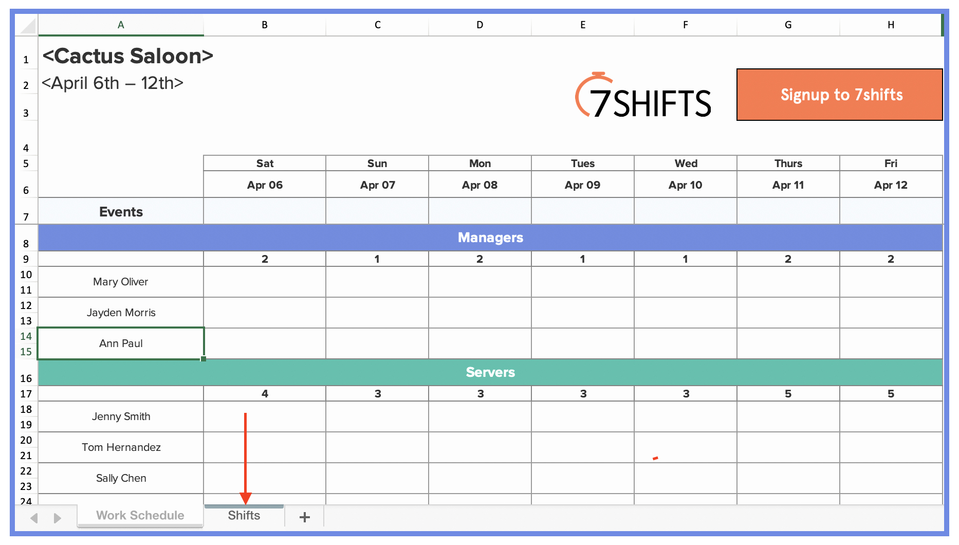 Excel Work Schedule Template Beautiful How to Make A Restaurant Work Schedule with Free Excel