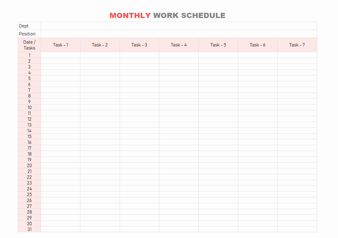 Excel Work Schedule Template Beautiful Work Schedule Template Daily Weekly