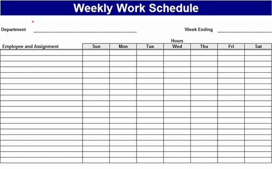 Excel Work Schedule Template Fresh Weekly Work Schedule Excel Template format – Analysis Template