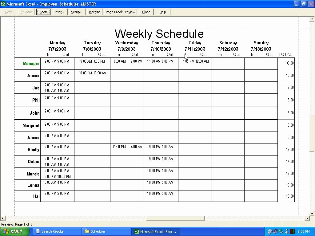 Excel Work Schedule Template Lovely Employee Schedule Template