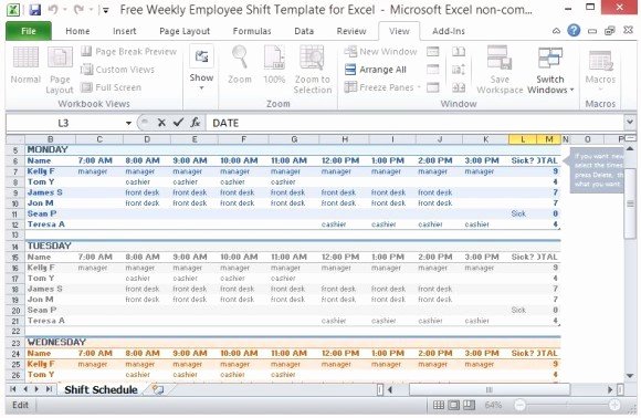 Excel Work Schedule Template Lovely Free Weekly Employee Shift Template for Excel