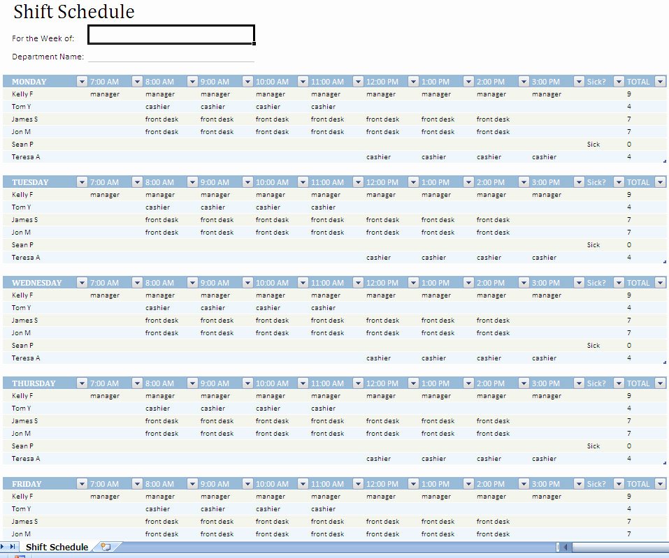 shift work scheduling excel template