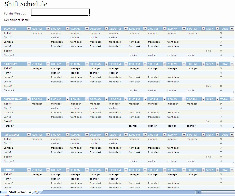 shift work scheduling excel template