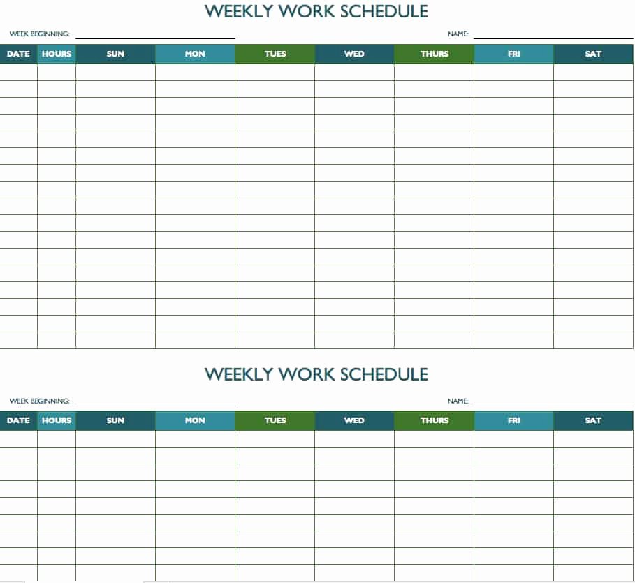 Excel Work Schedule Template Unique Free Weekly Schedule Templates for Excel Smartsheet