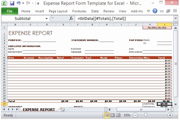 Expense form Template Excel Awesome Expense Report form Template for Excel