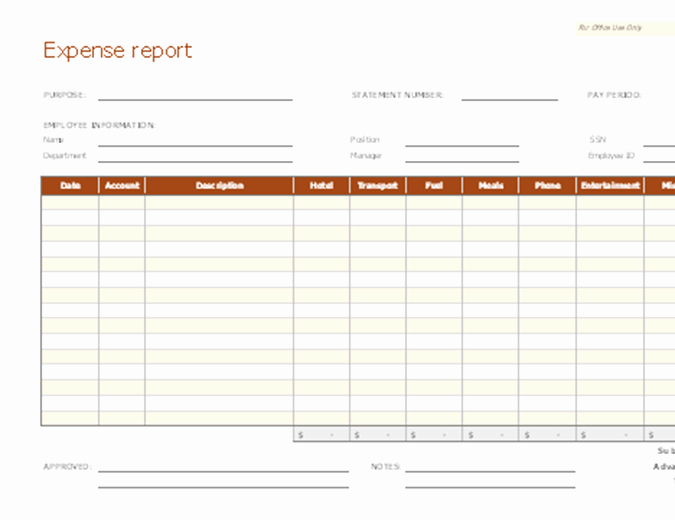 Expense form Template Excel Awesome Expense Report