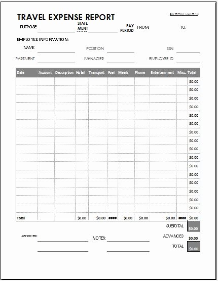 Expense form Template Excel Fresh Ms Excel Travel Expense Report Template