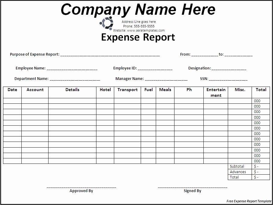 Expense form Template Excel Luxury Excel Expense Report Template Free Download