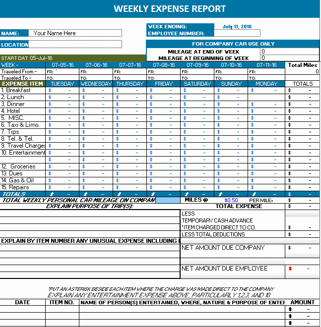 Expense form Template Excel Luxury Ms Excel Weekly Expense Report