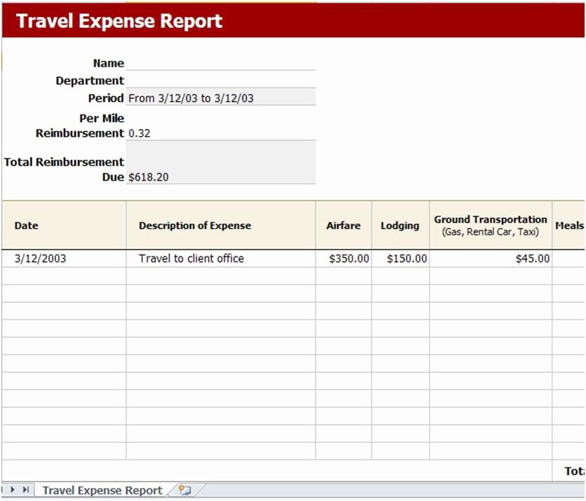 Expense Reimbursement form Template Awesome Travel Expense Reimbursement form Excel Template