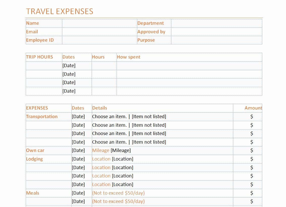 Expense Reimbursement form Template Best Of Business Excel Templates