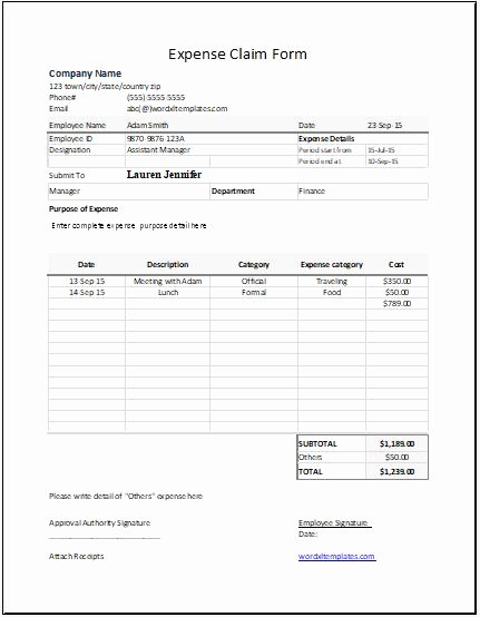 Expense Reimbursement form Template Best Of Ms Word &amp; Excel Expense Claim forms