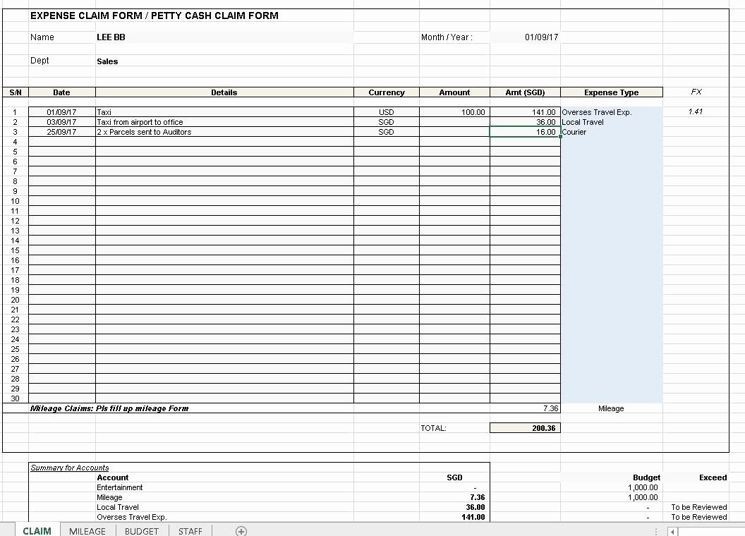 Expense Reimbursement form Template Lovely Expense Claim Template Excel4routine