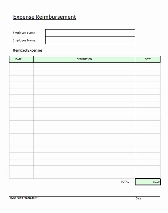 Expense Reimbursement form Template New Expense Reimbursement form Template Download Excel