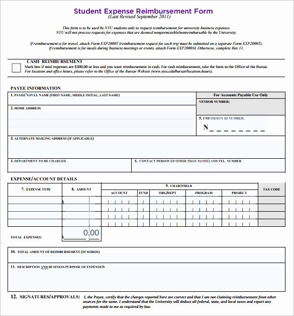 Expense Reimbursement form Template New Expense Reimbursement form Templates