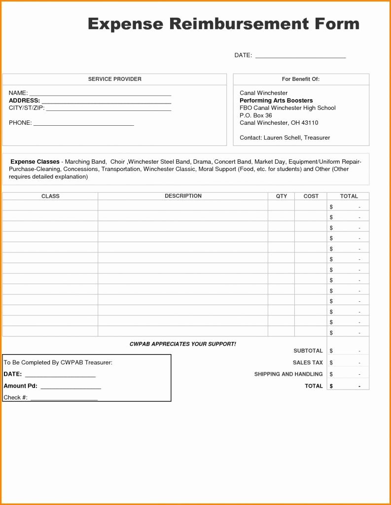 Expense Reimbursement form Template Unique Booster Club Financial Spreadsheet Google Spreadshee