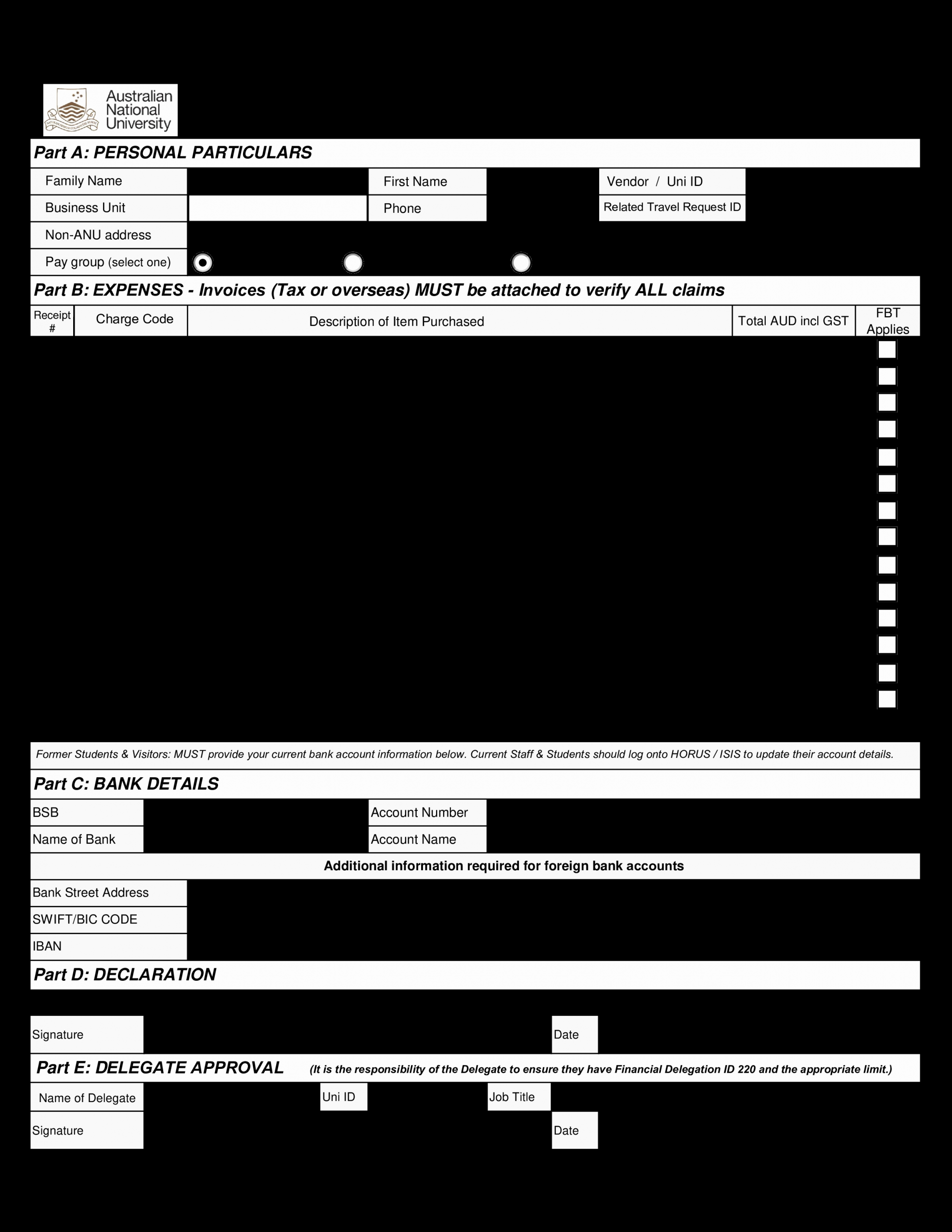 expense reimbursement form