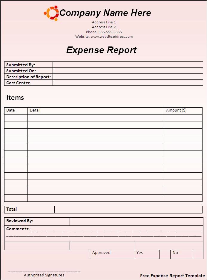 Expenses form Template Free Best Of Report Templates
