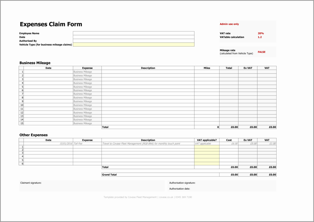 Expenses form Template Free Fresh Expenses form Uk