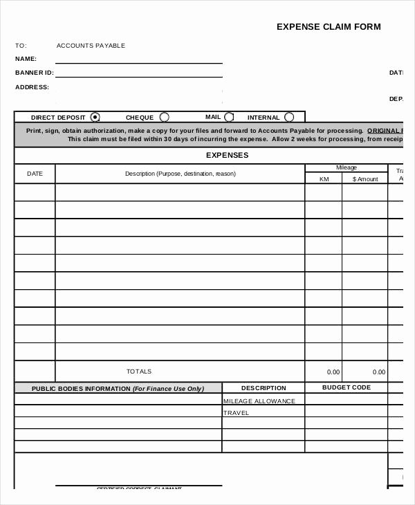 Expenses form Template Free Fresh Free 30 Claim form In Templates