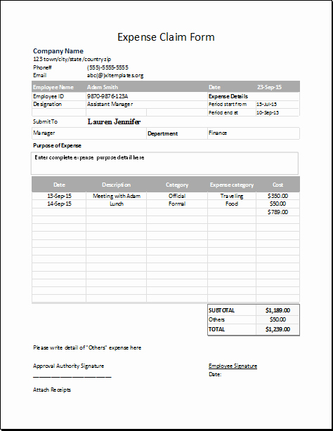 Expenses form Template Free Inspirational Expense Claim form Template for Excel