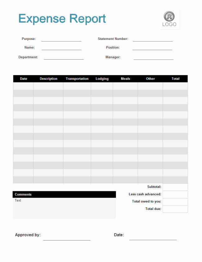 Expenses form Template Free New Expense Report form