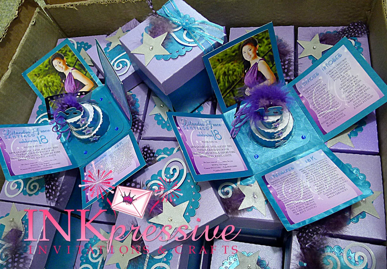 Exploding Box Invitation Template Inspirational Exploding Box Invitation Movie Star Turquoise Purple