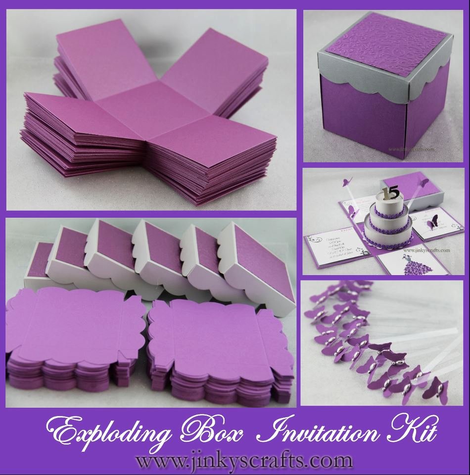 Exploding Box Invitation Template Unique Purple Fuchsia &amp; Black Mis Quince Exploding Box