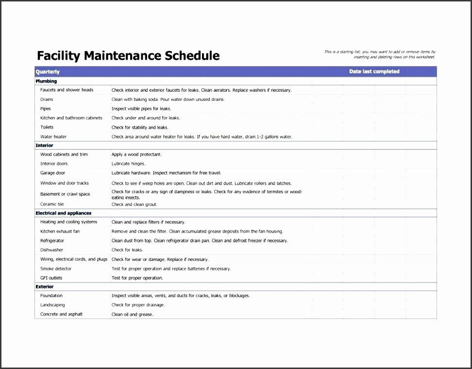 Facility Maintenance Plan Template Fresh 7 Facility Maintenance Checklist Template