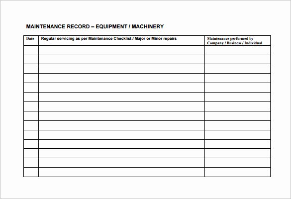 Facility Maintenance Plan Template Inspirational Equipment Maintenance Schedule Template Excel – Planner