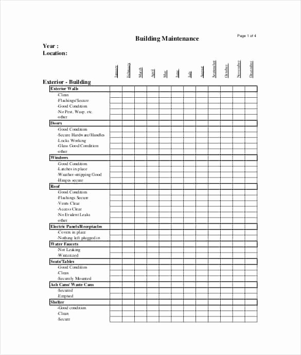 Facility Maintenance Plan Template Luxury 7 Facility Maintenance Checklist Templates Excel Templates