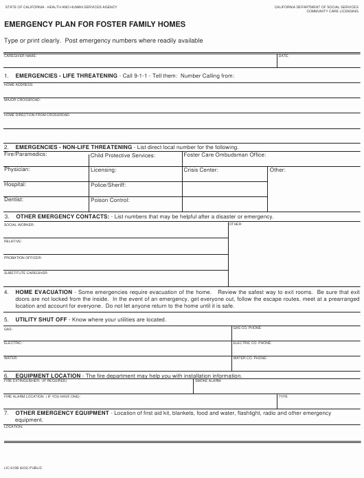 Family Disaster Plan Template Fresh form Lic 610b Download Fillable Pdf Emergency Plan for