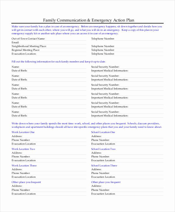 Family Disaster Plan Template Fresh Free 29 Emergency Plan Examples In Pdf