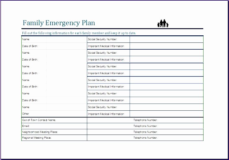 Family Disaster Plan Template Lovely 10 Family Emergency Plan Sheet Exceltemplates