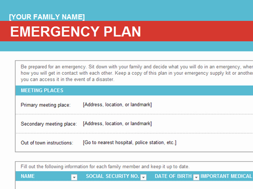 Family Disaster Plan Template New Lists Fice