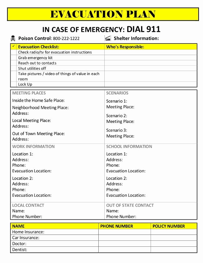 Family Emergency Preparedness Plan Template Best Of Printable Evacuation Plan thelovebugsblog