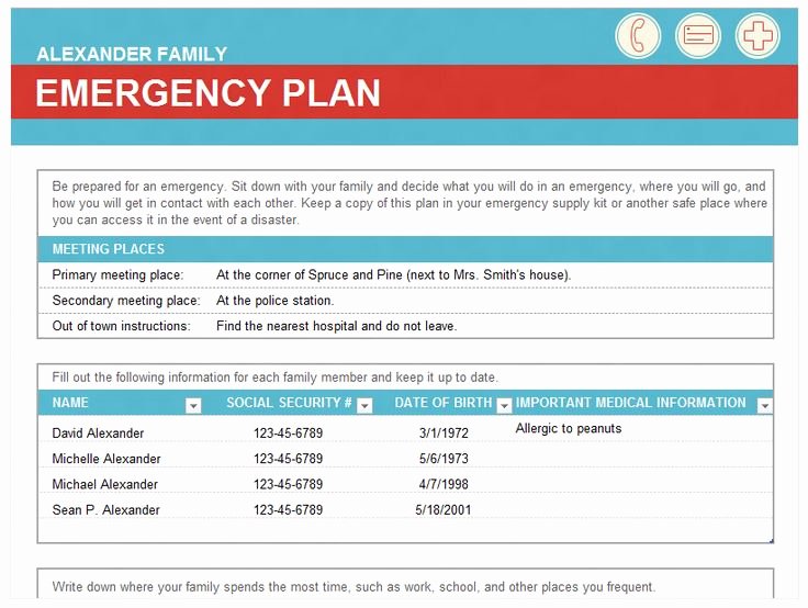 Family Emergency Preparedness Plan Template Fresh Emergency Family Plan