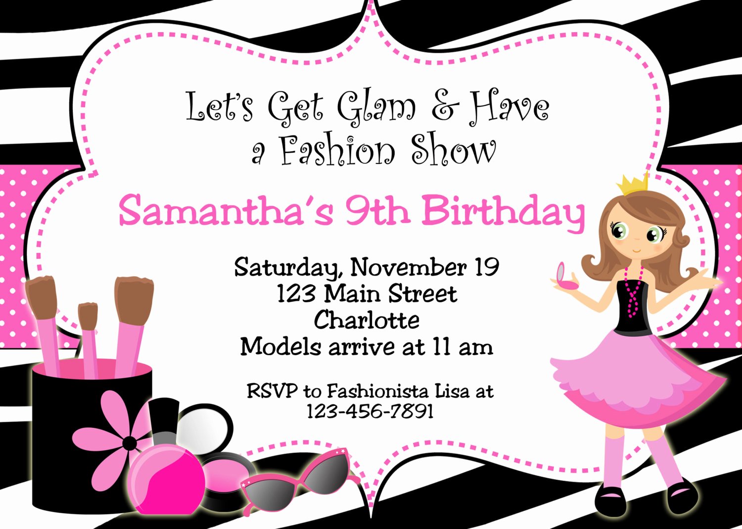 Fashion Show Invitation Template Fresh Fashion Show Birthday Party Invitations — Free Invitation