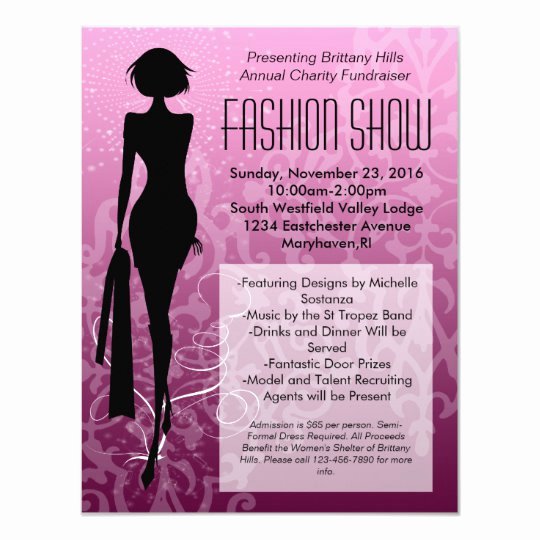 Fashion Show Invitation Template Fresh Pink Swirl Silhouette Fashion Show Invitations