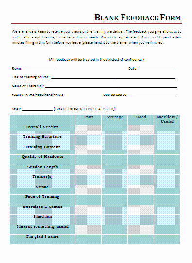 Feedback form Template Word Best Of form Templates