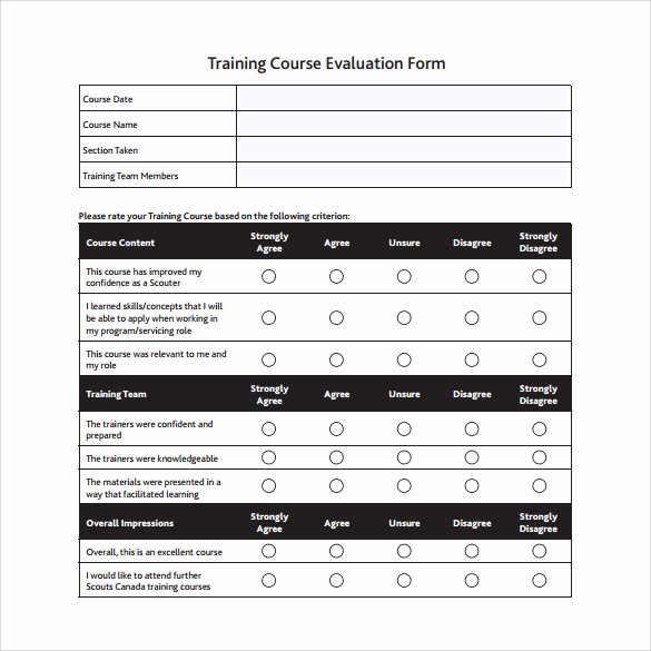 Feedback form Template Word Elegant Free 15 Sample Training Evaluation forms In Pdf