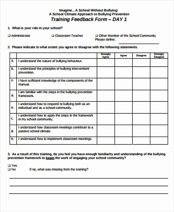 Feedback form Template Word Fresh Sample Training Feedback form 8 Examples In Word Pdf