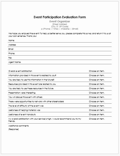 Feedback form Template Word New Ms Word event Feedback forms