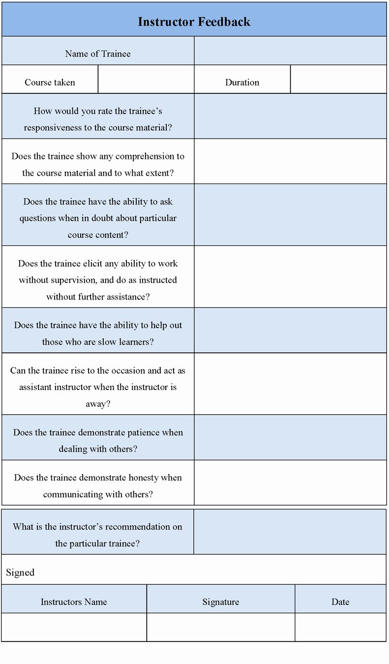 24 images of instructor teacher feedback form template 2