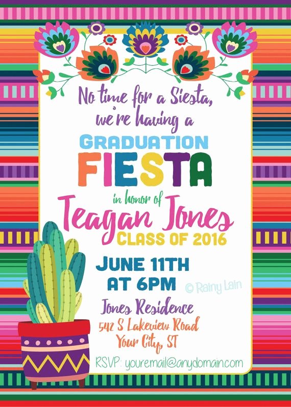 Fiesta Party Invitation Template Beautiful Fiesta Graduation Invitation Printable Fiesta Invite