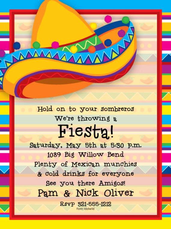 Fiesta Party Invitation Template Best Of Big sombrero Fiesta Party Invitation Mexican Party