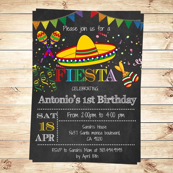 Fiesta Party Invitation Template Elegant Birthday Mexican Fiesta Party Invitations Printable