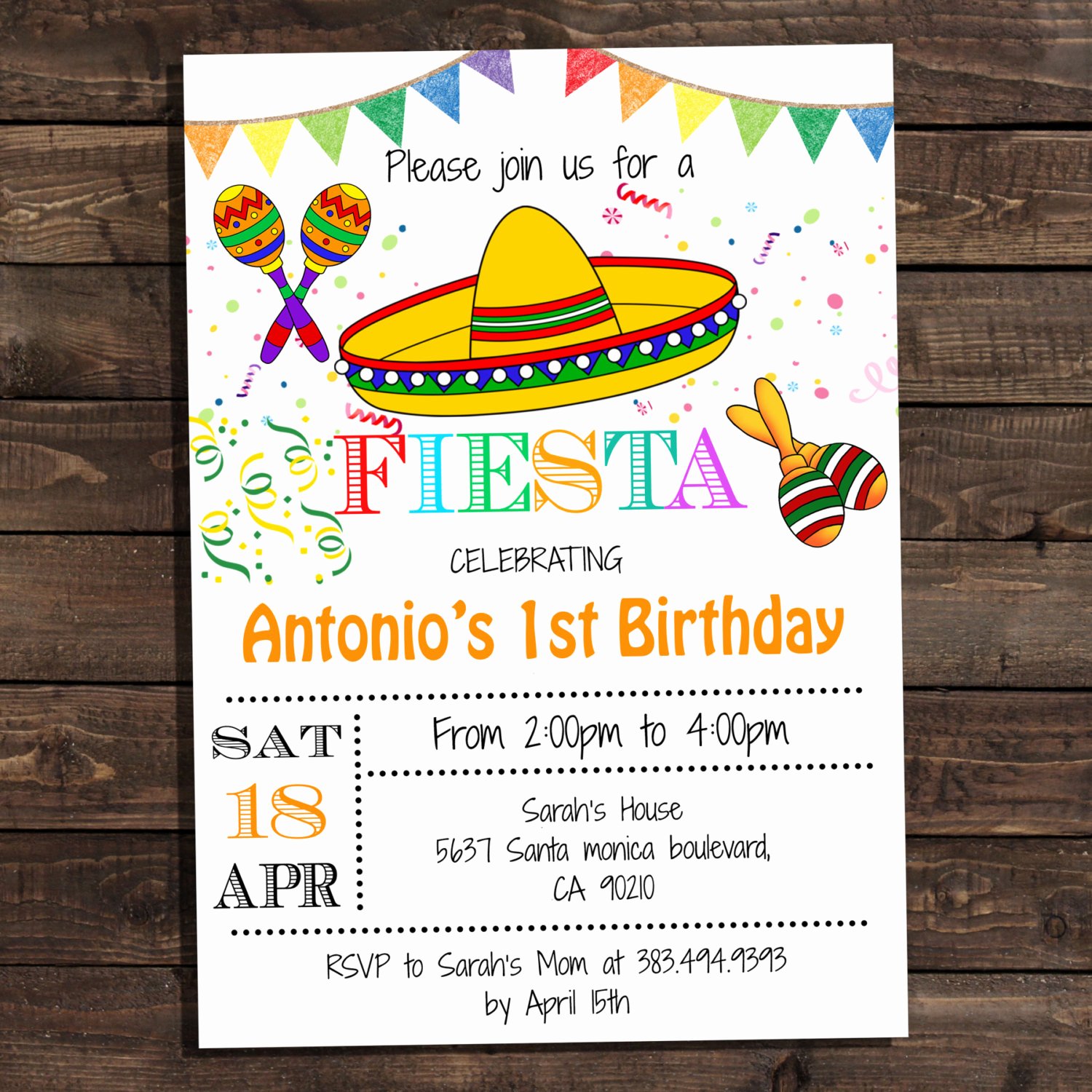 white fiesta birthday party invitations