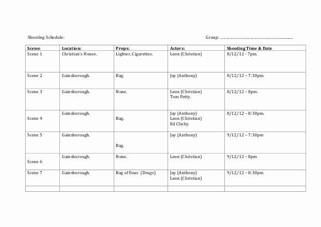 Film Production Schedule Template Awesome Shooting Schedule Template 1 638 – Media Stu S