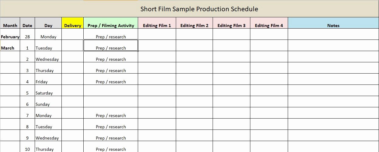 Film Production Schedule Template Elegant Production Schedule Template Excel &amp; Word Excel Tmp